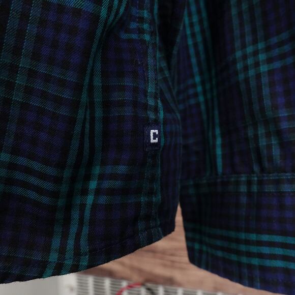 Chaps Shirt Mens 2XL Blue Green Plaid Easy Care Twill Long Sleeve Button Down - Picture 4 of 9